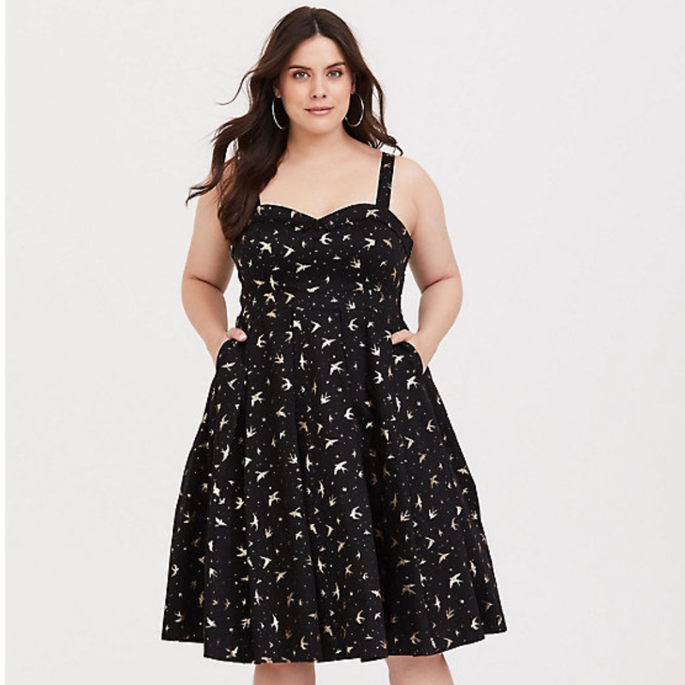 Torrid Retro Sparrow Print Dress•sz18•NWT